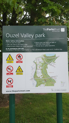 The map of the walk at the walking routes at Ouzel Valley Park, Milton Keynes