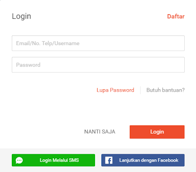 Menu login Shopee