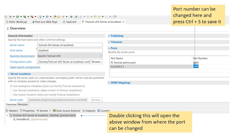 Changing the server port to run the application