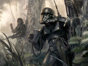 Storm troopers during a combat operation in the woods