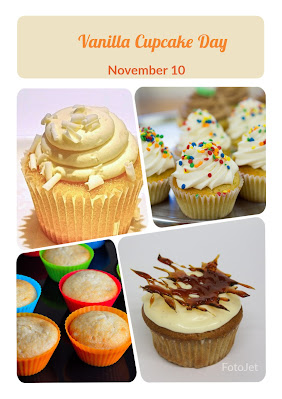 Collage of cupcakes for Vanilla Cupcake Day