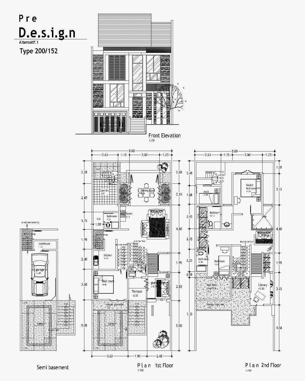 Desain Rumah Minimalis 2 Lantai Autocad Gambar Desain Rumah Minimalis