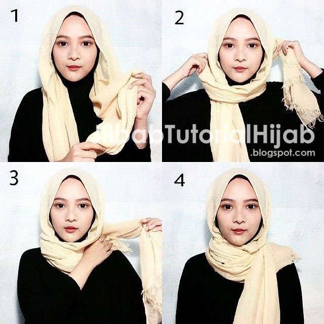 Tutorial Cara Memakai Hijab Pashmina 2016 tidak atau tanpa menggunakan jarum