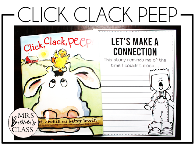 Click Clack Peep book activities unit with read aloud companion printables, reading comprehension worksheets, literacy lesson ideas, and a craft for Kindergarten, First Grade, and Second Grade