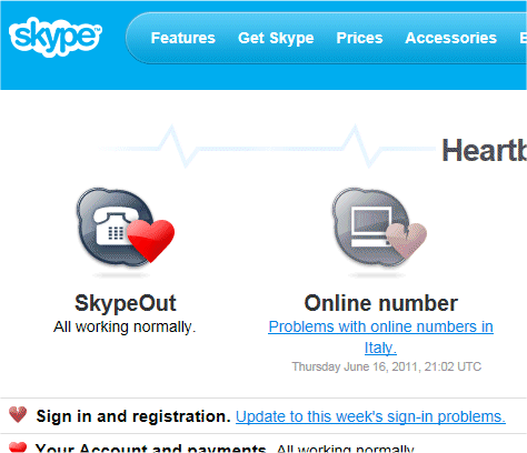 capture d'écran Web - Skype Heartbeat