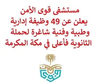 يعلن مستشفى قوى الأمن, عن توفر 49 وظيفة إدارية وطبية وفنية شاغرة لحملة الثانوية فأعلى, للعمل لديه في مكة المكرمة. وذلك للوظائف التالية: رجل السلامة.  طبيب استشاري طب وجراحة عيون.  صيدلي.  فني تقنية القلب.  أخصائي العلاج التنفسي.  أخصائية العلاج الطبيعي.  أخصائي الصحة العامة.  سـائق.  فني الخدمات الطبية الطارئة.  فني تكنولوجيا المعلومات.  أخصائي التخدير.  مساعد طبيب الأسنان.  أخصائي, فني التمريض  (تجـبير).  أخصائي الأشعة.  فني الاتصالات.  طبيب استشاري عناية مركزة للأطفال.  طبيب نائب أول الطوارئ.  طبيب نائب أول جراحة مسالك بولية.  طبيب نائب أول جراحة العظام.  طبيب نائب أول الباطنة.  طبيب نائب أول المخ والأعصاب.  طبيب نائب أول طب وقائي.  طبيب نائب أول عناية مركزة.  طبيب نائب أول أمراض الكلى.  طبيب نائب أول التخدير.  طبيب نائب أول طب وجراحة عيون.  طبيب نائب المخ والأعصاب.  ووظائف أخرى شاغرة. للتـقـدم لأيٍّ من الـوظـائـف أعـلاه اضـغـط عـلـى الـرابـط هنـا.   صفحتنا على لينكدين  اشترك الآن  قناتنا في تيليجرامصفحتنا في تويترصفحتنا في فيسبوك    أنشئ سيرتك الذاتية  شاهد أيضاً: وظائف شاغرة للعمل عن بعد في السعودية   وظائف أرامكو  وظائف الرياض   وظائف جدة    وظائف الدمام      وظائف شركات    وظائف إدارية   وظائف هندسية  لمشاهدة المزيد من الوظائف قم بالعودة إلى الصفحة الرئيسية قم أيضاً بالاطّلاع على المزيد من الوظائف مهندسين وتقنيين  محاسبة وإدارة أعمال وتسويق  التعليم والبرامج التعليمية  كافة التخصصات الطبية  محامون وقضاة ومستشارون قانونيون  مبرمجو كمبيوتر وجرافيك ورسامون  موظفين وإداريين  فنيي حرف وعمال   شاهد أيضاً مطلوب بنات للعمل في مصنع فرصة عمل من المنزل مطلوب عاملات تغليف في المنزل مسوقات من المنزل براتب ثابت وظائف تعبئة وتغليف للنساء من المنزل وظيفة من المنزل براتب شهري مطلوب كاتب محتوى مطلوب مترجم مبتدئ وظائف من المنزل براتب ثابت مطلوب نجارين بحث عن عمل سائق خاص وظائف تسويق الكتروني عن بعد وظائف للطلاب عن بعد مطلوب عاملات تغليف وظائف عبداللطيف جميل عبداللطيف جميل توظيف عبداللطيف جميل وظائف اعلانات الوظائف رواتب ماكدونالدز وظائف تسويق اعلان توظيف وظائف رياض الأطفال الحكومية اعلان عن وظيفة مطلوب مساح مطلوب مترجم مطلوب محامي مطلوب مهندس معماري وظائف المواطن مطلوب محامي لشركة مطلوب مستشار قانوني اعلان وظائف هيئة الزكاة والضريبة والجمارك وظائف وزارة الثقافة توظيف مطلوب طبيب اسنان مطلوب موظفات حارسات أمن وظائف صيدلة وظائف تسويق الكتروني مطلوب مصمم جرافيك وظائف مصمم جرافيك مطلوب مصمم وظائف طبيب اسنان مطلوب مصور مطلوب طبيب اسنان حديث التخرج مطلوب مبرمج وظائف مشروع نيوم وظائف نيوم مطلوب محاسب نيوم وظائف صقور الخليج للحراسات الأمنية مطلوب مندوب توصيل محاسب يبحث عن عمل سدايا وظائف وظائف شركة نادك بوابة الوظائف الحكومية وظائف النيابة العامة وظائف بنده للنساء وظائف اليوم لحملة الثانوية وظائف علاج طبيعي