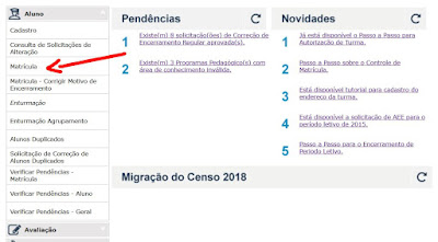 Instruções para a escola encontrar o código do aluno para acessar o aplicativo Conexão Escola: