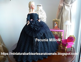 Vestido de Época em Crochê Para Boneca Barbie - Sra. Inglesa do Séc. XVIII Por Pecunia MillioM 4