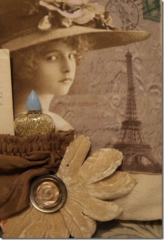 Sepia bottle & vintage velvet flower