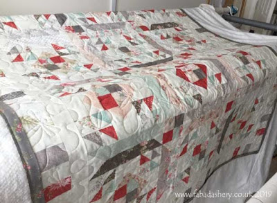 'Jitterbug' Jelly Roll quilt pattern made by Cath,  quilted by Frances Meredith, Fabadashery Longarm Quilting