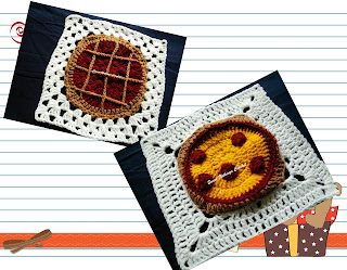 free crochet pattern, free crochet granny square pattern, free crochet mitered granny square pattern, free crochet pizza pie pattern, free crochet cherry pie pattern, free crochet pizza pie granny square pattern, free crochet cherry pie granny square pattern, Project Chemo Crochet, Oswal Cashmilon, Pradhan stores,