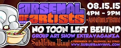 Playful Gorilla & Cash Cannon presents The Arsenal of Artists “No Toon Left Behind!” Group Art Show