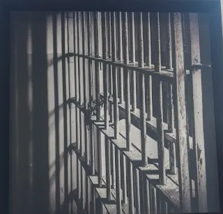 Iron prison bars casting shadows inside a colonial jail cell — symbolizing the harsh confinement faced by Indian freedom fighters under British rule