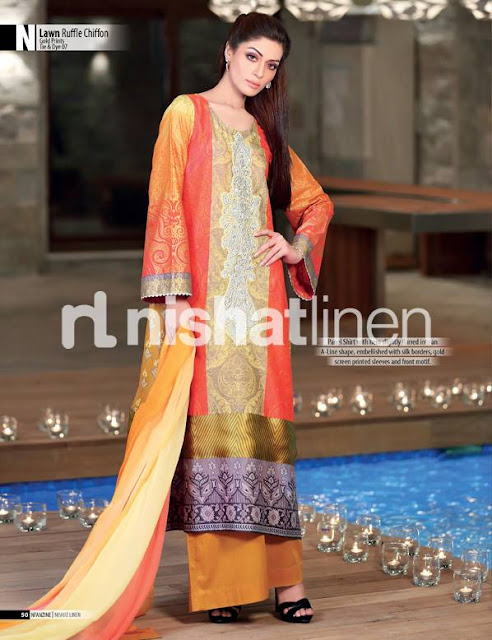 nishat linen lawn ruffle chiffon collection 2013