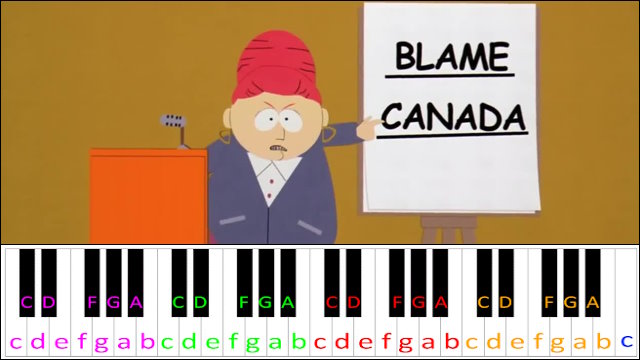 Blame Canada (South Park: Bigger Longer & Uncut) Piano / Keyboard Easy Letter Notes for Beginners