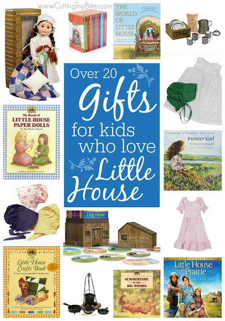 Gifts for kids who love the Little House on the Prairie series by Laura Ingalls Wilder.  Activity books, dramatic play props, costumes, movies, audiobooks and more!  Great ideas for Christmas or birthday.