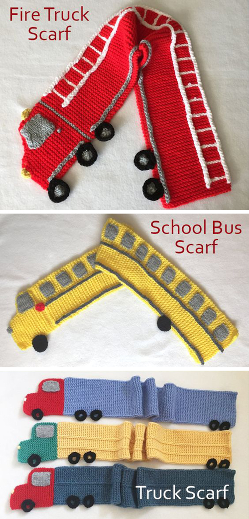 Fire Truck Scarf, School Bus Scarf, and Trailer Truck Scarf