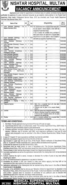 Nishtar Hospital Multan Job Advertisement 2022