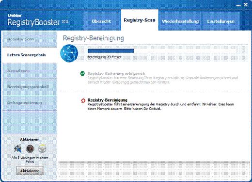 Registry aufräumen mit Uniblue RegistryBooster