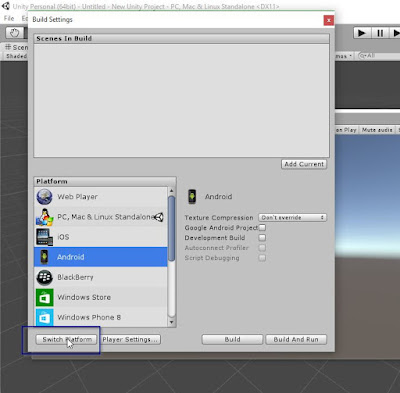 Ubah project unity ke android