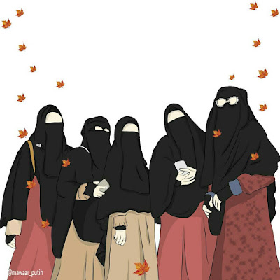 34 Gambar  Kartun  Muslimah Bercadar Dengan Sahabat  