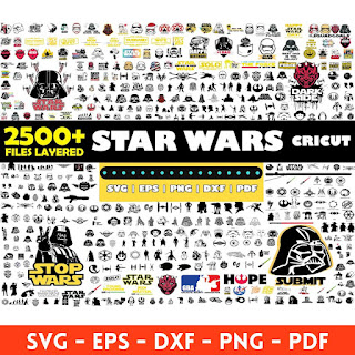 Star wars mega big bundle svg png clipart vector Cut files Darth Vader Yoda Instant Download