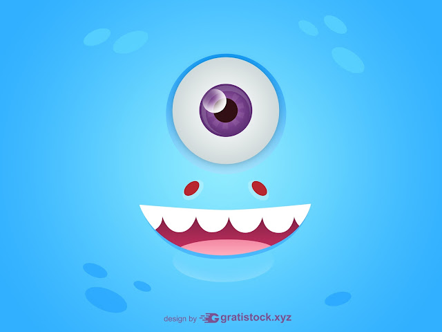 Free Download PSD OF Funny Eyes Blue Monsters Cards 