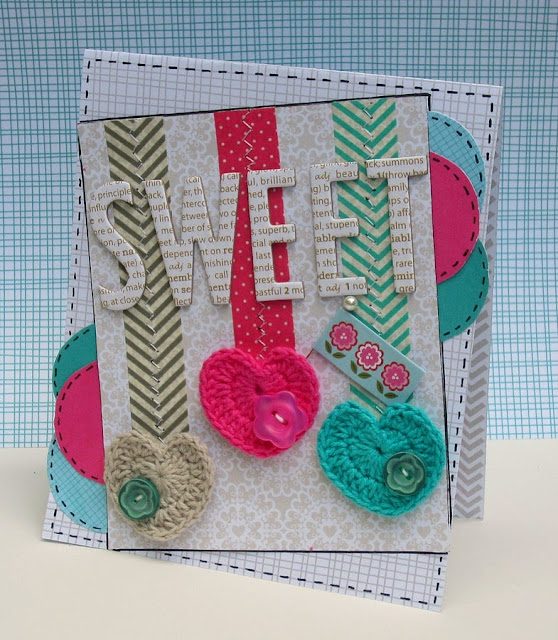 Bella Blvd card by Christine Meyer using crochet hearts