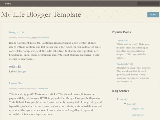 My Life Blogger Template