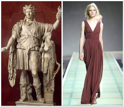 Image of Dionysus, Greek god of wine, Grecian-inpsired dress by Alberta Ferretti from Spring 2008