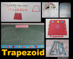 photo of: trapezoid shape in preschool, fine motor lacing activity, shapes in art for children