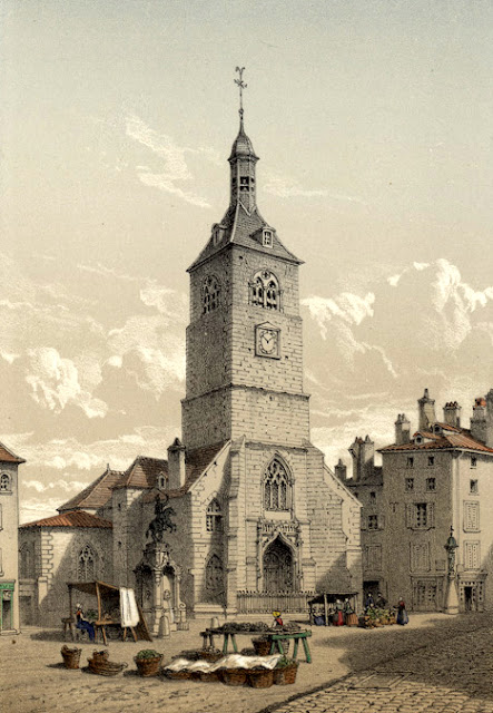 Vue de l'église et place Saint-Epvre et la statue équestre de René II de Lépy en 1861