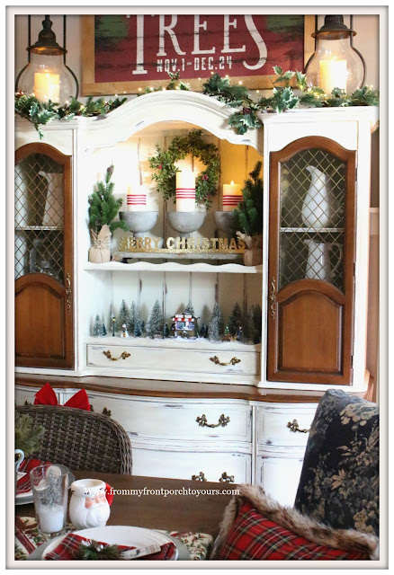 French Country Farmhouse Christmas Dining Room-Christmas Vigentte-Hutch-From My Front Porch To Yours