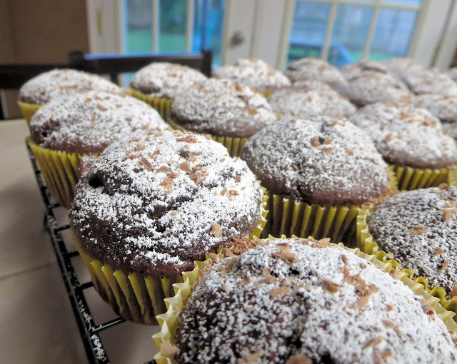 Powdered Sugar Topped Chocolate Cupcakes with Chocolate Shavings 1