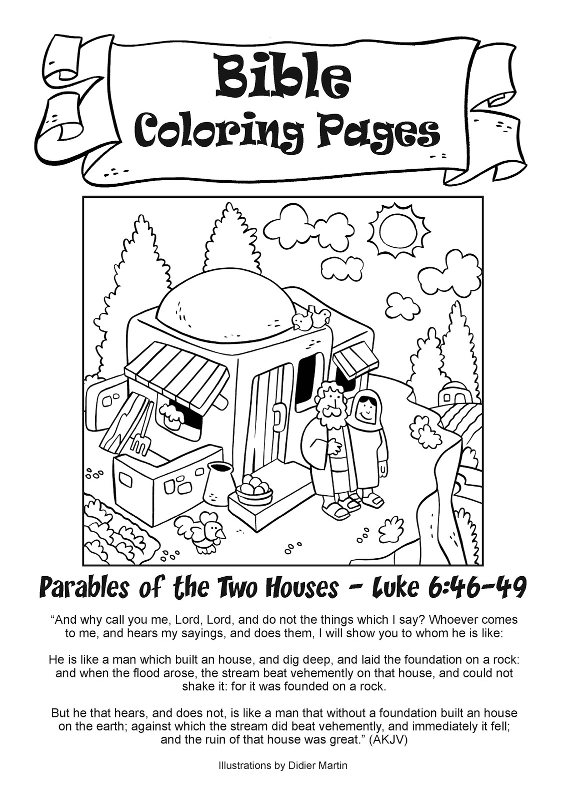 Bible Coloring Pages The Two Houses