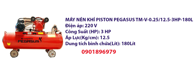 MÁY NÉN KHÍ PISTON PEGASUS TM-V-0.25/12.5-3HP-180L