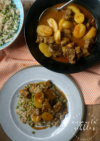 Beef Massaman Curry served over vegan Peas Pilau Rice