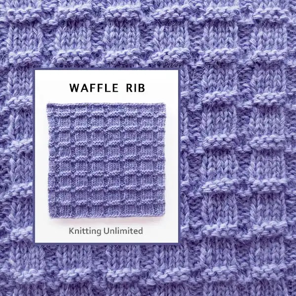 Knit Purl Square 14: Waffle rib Pattern.