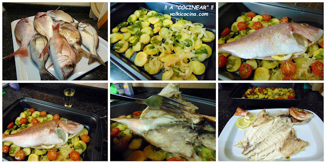 Pescado al horno fácil: pargo con guarnición de patatas