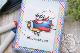 Sunny Studio Stamps: Plane Awesome Fluffy Clouds Border Dies Hope Your Day Is Awesome Card by Juliana Michaels