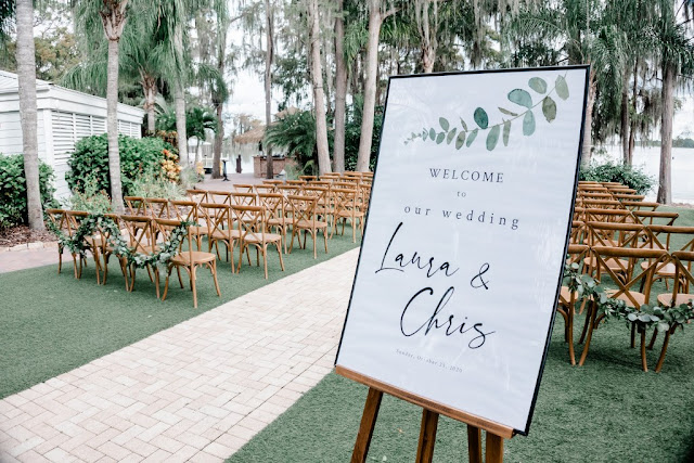 wedding welcome sign at ceremony