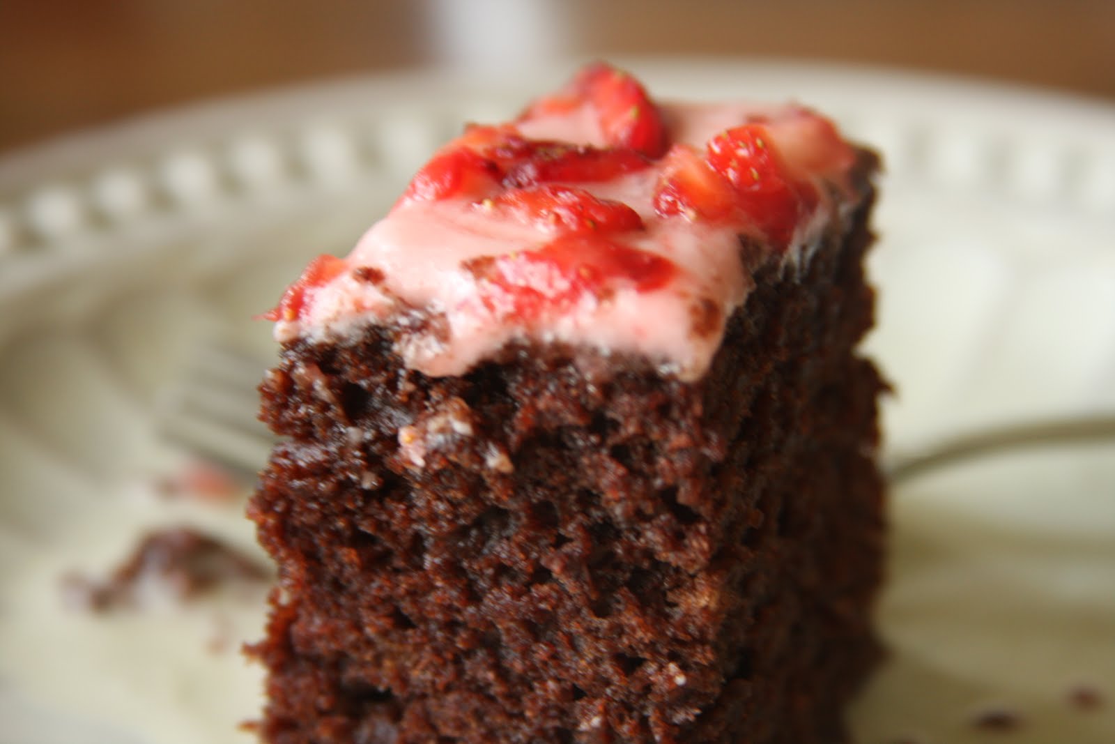 chocolate cake with chocolate frosting and strawberries Chocolate Cake