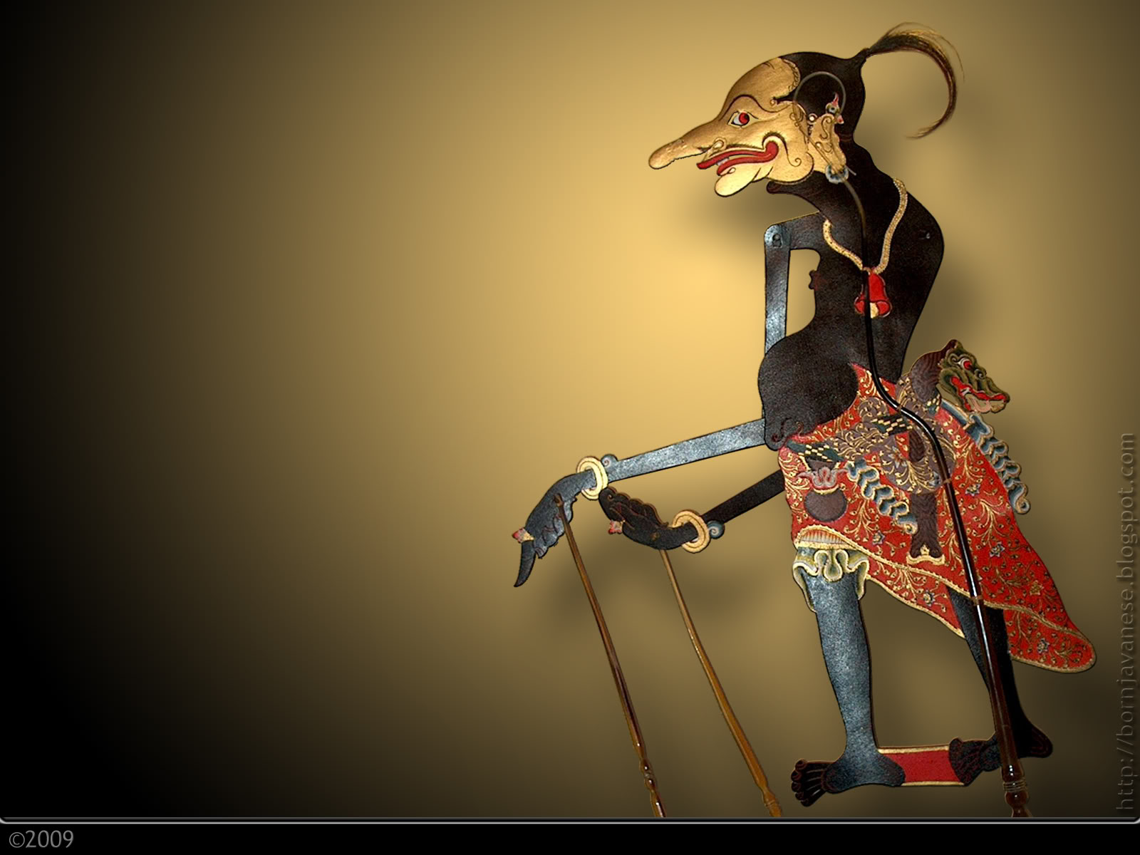 Traditional Performance Javanese Puppet Petruk is a clown 