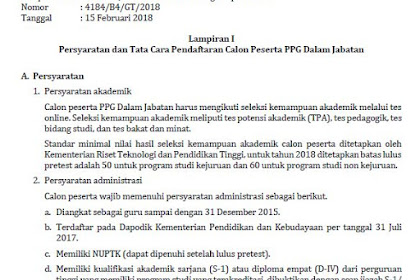 Syarat Pendaftaran Calon Peserta PPGJ 2018