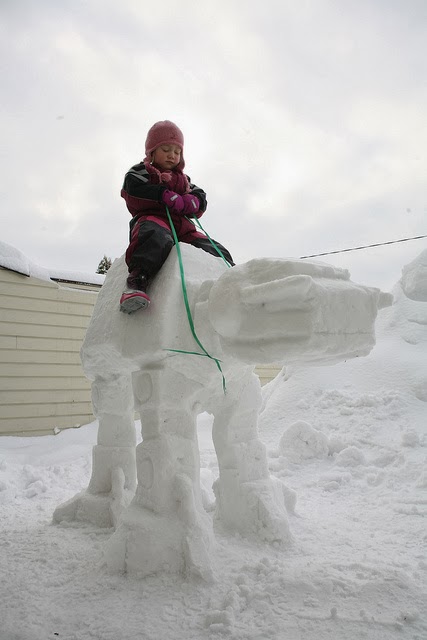 A snow AT-AT.