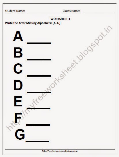 Download Free Worksheets For Missing Alphabets For Nursery Children