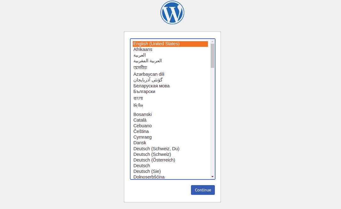 WordPress language Settings