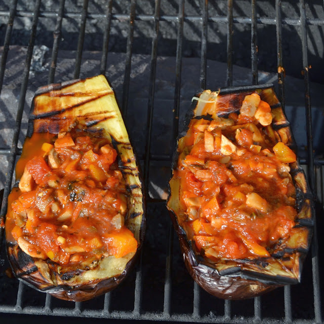 Grilled Eggplant Parmesan Boats