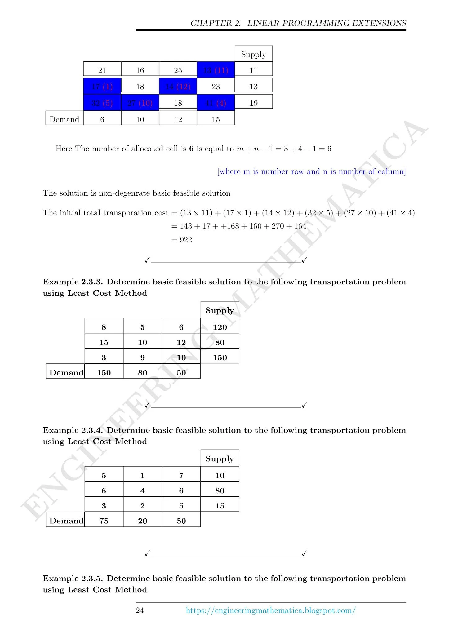 least cost method example