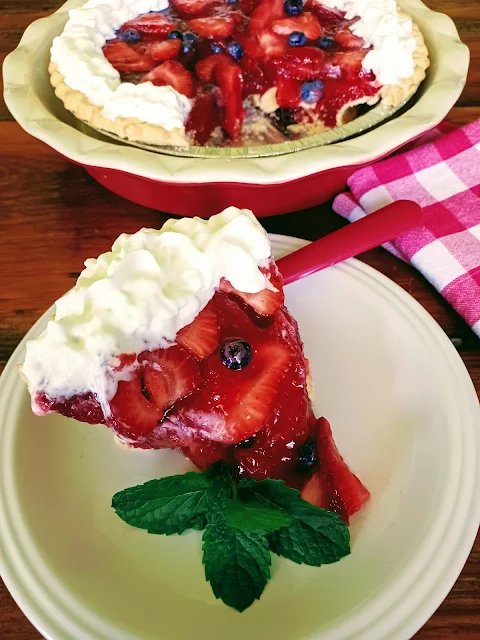 Strawberry & Blueberry Ice Box Pie at Miz Helen's Country Cottage